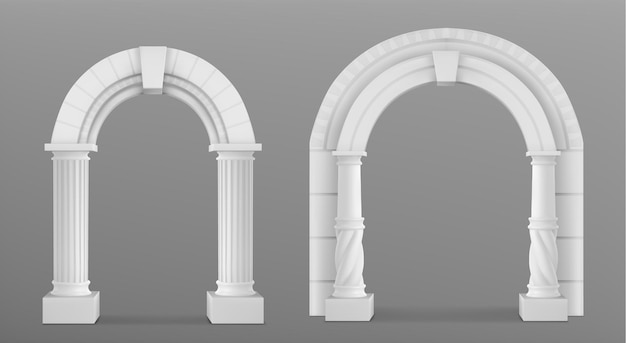 Free vector 3d set of antique marble arches