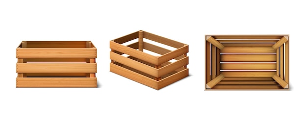 3d set of cargo wooden boxes