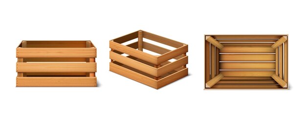 3d set of cargo wooden boxes