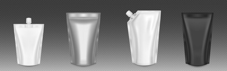 Free Vector 3d set of pouch bags on transparent background