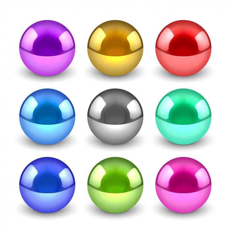 Free Vector 3d shiny metallic balls set
