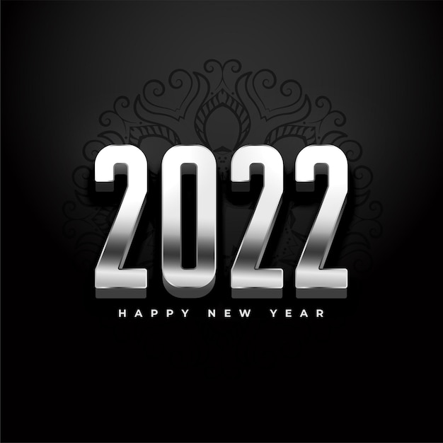 Free vector 3d silver 2022 new year text effect on black background