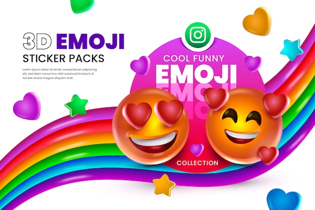 3d smiling colourful emojis background
