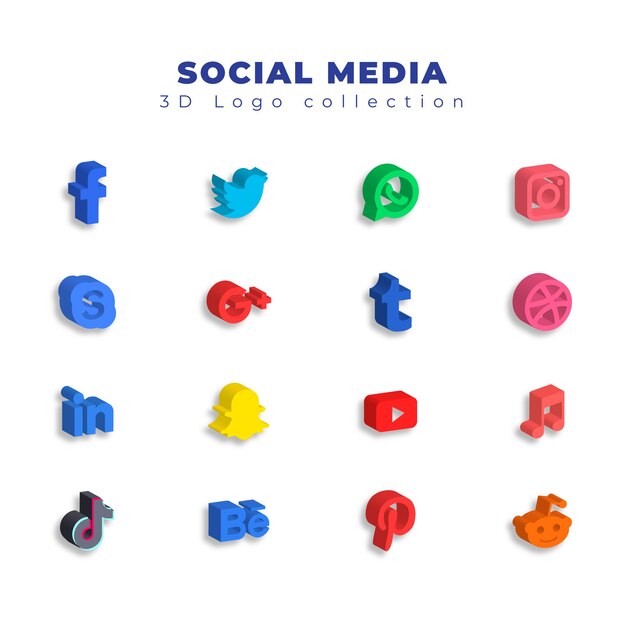 3D Social Media Logo Collection