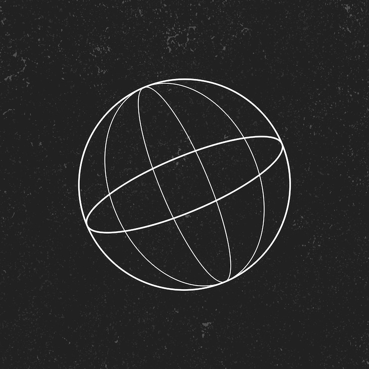 Free Vector 3d sphere outline on a black background vector