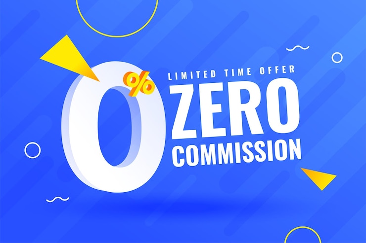 Free Vector 3d style 0 percent commission or interest free promo background