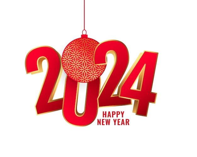 Free vector 3d style 2024 new year eve background with hanging bauble vector