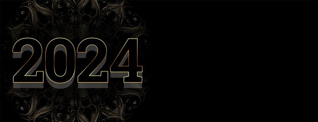 3d style 2024 text new year holiday dark wallpaper design vector