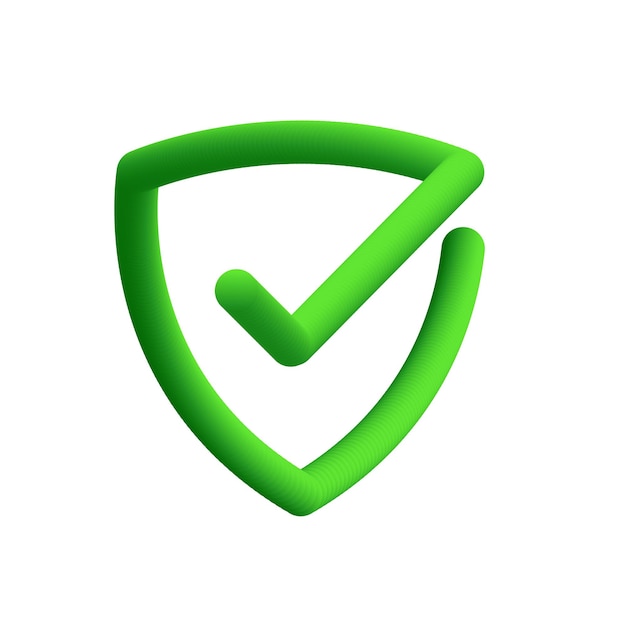 Free vector 3d style approved shield logo for safe and secure data access