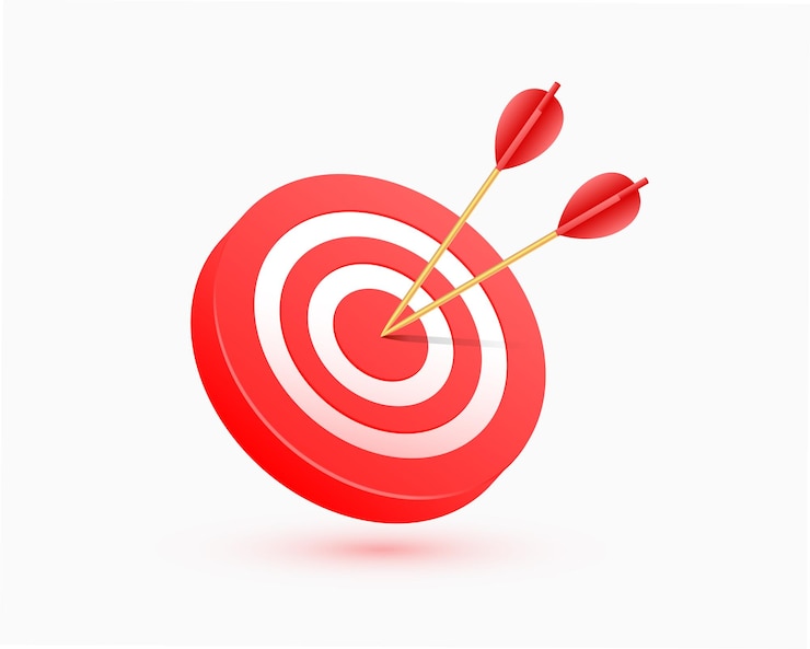 Free Vector 3d style bullseye board for business aim and achievement