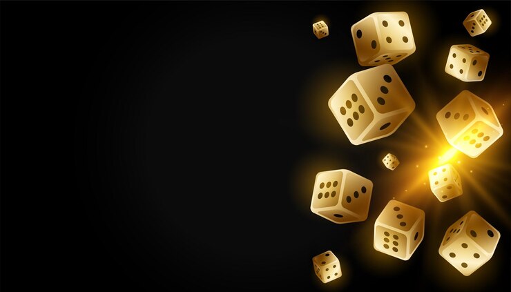 3d style casino gambling dice banner with text space