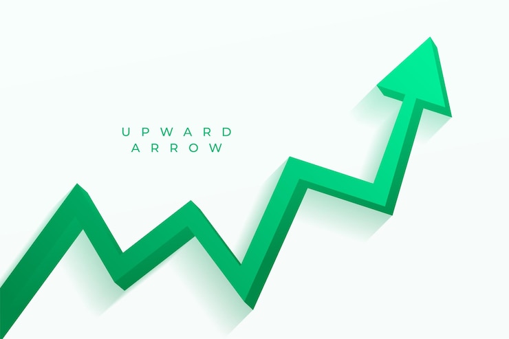 Free Vector 3d style corporate success growth arrow for target achievement