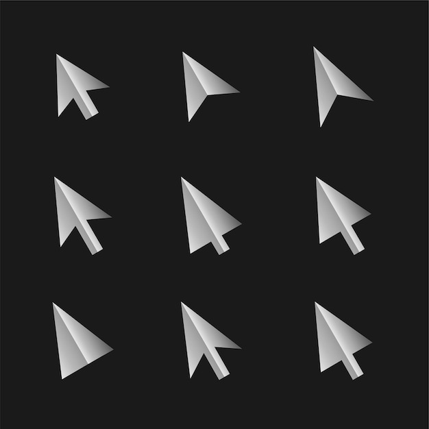 Бесплатное векторное изображение Коллекция курсоров в стиле 3d во многих формах