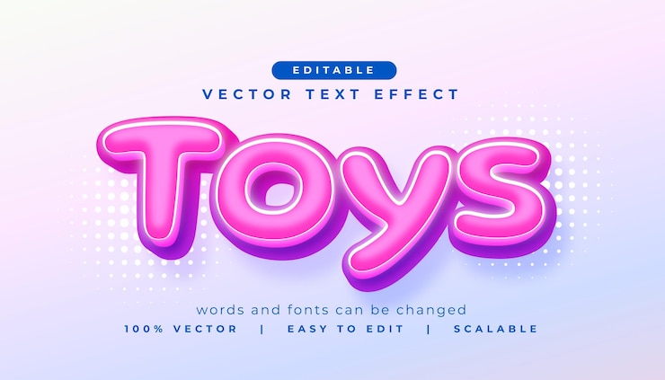 Free Vector 3d style editable toys text effect lettering