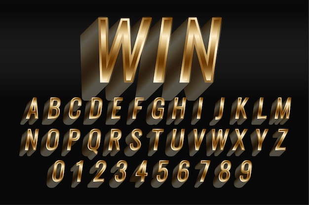 Free vector 3d style golden text style effect set