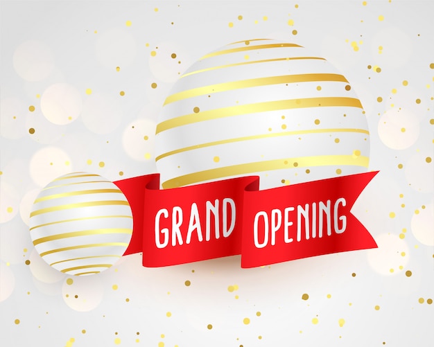 Free vector 3d style grand open banner template with red ribbons