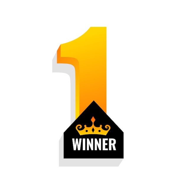 Free vector 3d style number one winner symbol with crown design vector