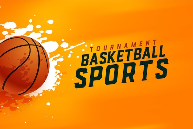 Free vector 3d style streetball yellow background with splatter effect