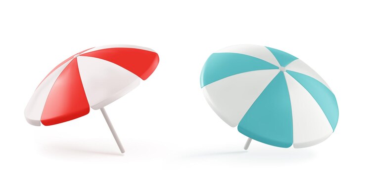 Free Vector 3d summer beach umbrella in blue and red icon