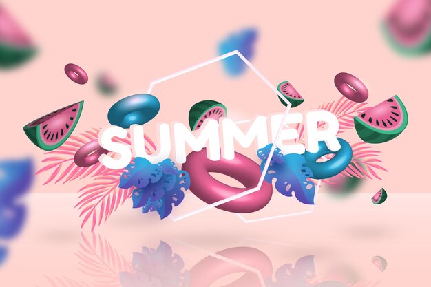 3d summertime watermelon and floaties