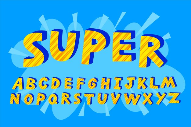 3d супер комические буквы алфавита