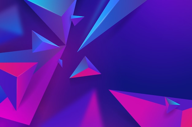 Free vector 3d triangle background with vivid colors