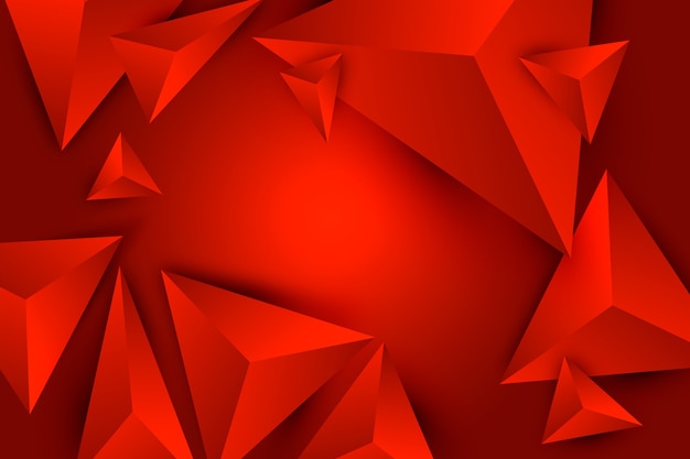 Triangolo 3d sfondo rosso con poli effetto