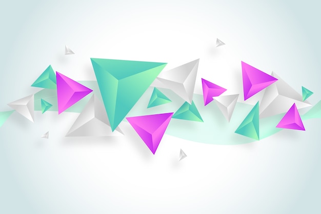 Free vector 3d triangles in vivid colors background