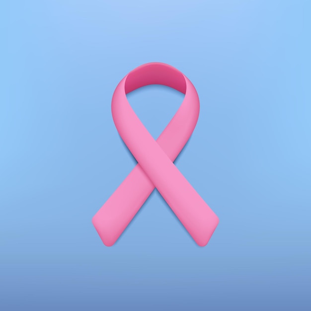 무료 벡터 3d 벡터 일러스트레이션은 유방암 인식의 달에 핑크 리본을 상징합니다.