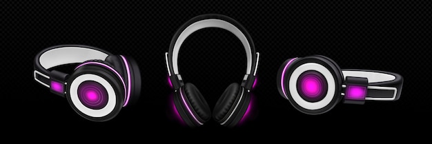 Free vector 3d vector isolated dj headset with neon light