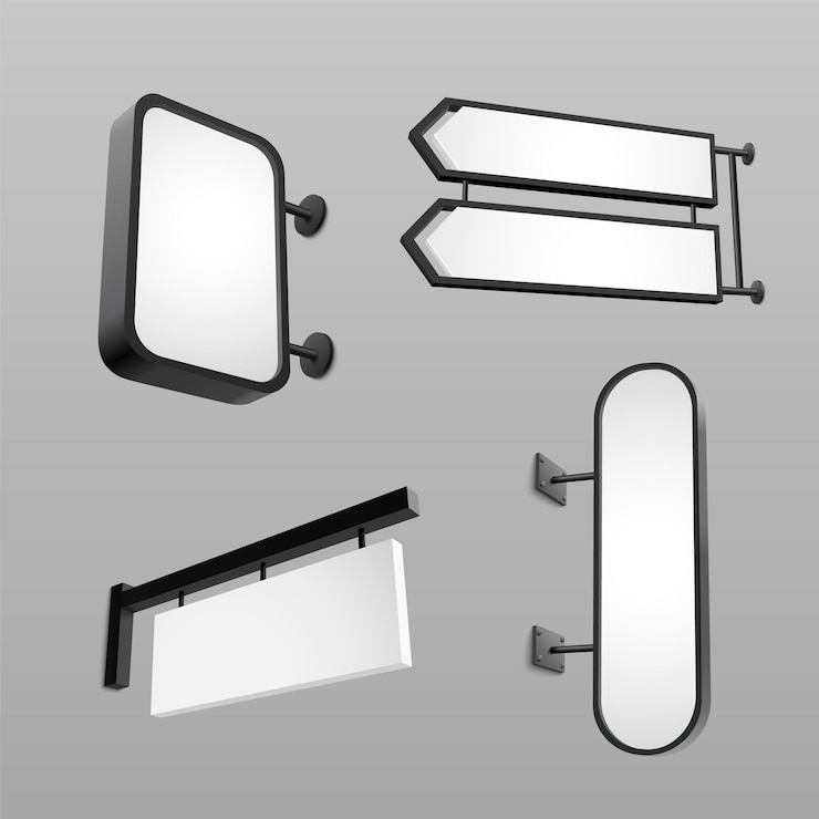 Free Vector 3d wall signboards set isolated on background