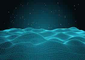 Free vector 3d wavy net with starry sky