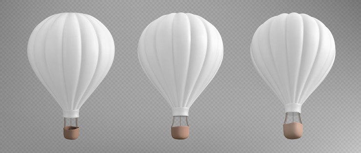 Free Vector 3d white hot air balloon isolated illustration