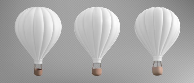 3d white hot air balloon isolated illustration