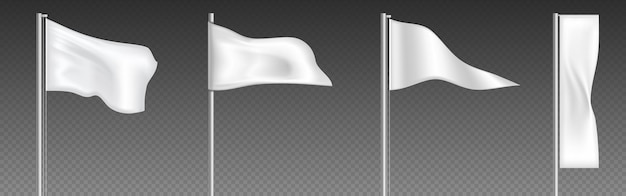 無料ベクター 3 d の白いペナント空白の波旗モックアップ ベクトル分離されたポール上の現実的な生地キャンバス バナー棒にぶら下がっている空の三角形フェスティバル イベント クロム柱のブランディング装飾用のラベル