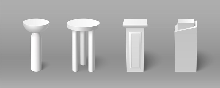 Free Vector 3d white pillar podium cube column base vector