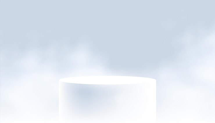 Free Vector 3d white podium platform background for product display with smoke effect