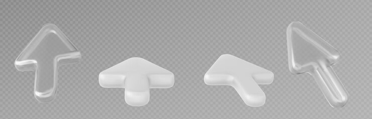 Free Vector 3d white and transparent arrow icon vector set