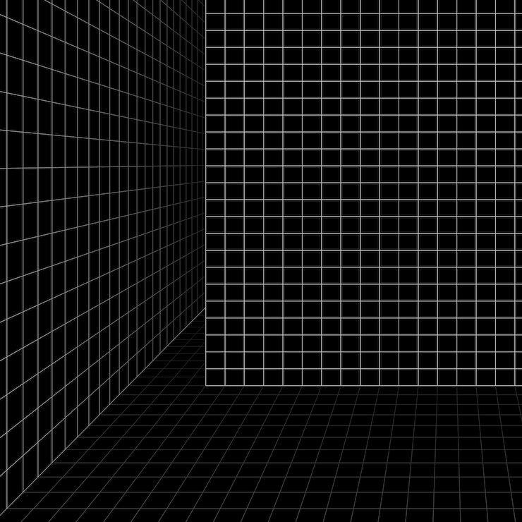 무료 Vector 3d 와이어 프레임 격자 방 배경 벡터