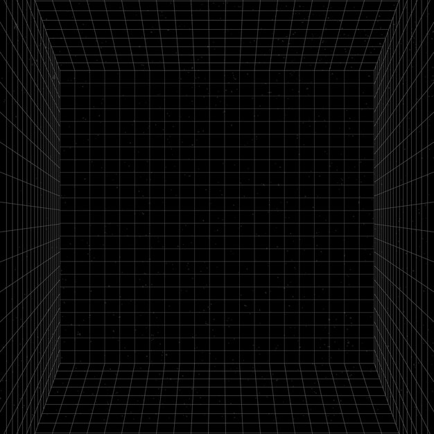 3D 와이어 프레임 격자 방 배경 벡터