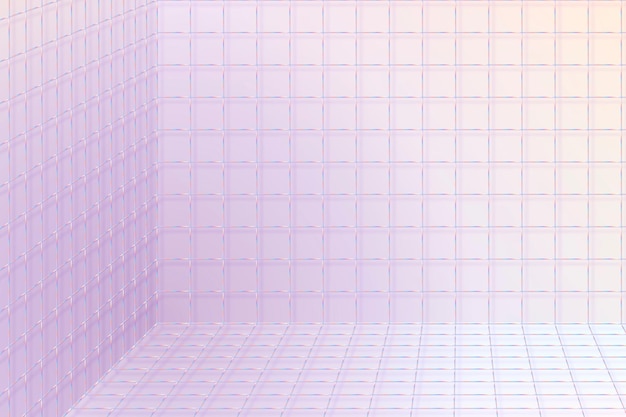 3d wireframe grid room background vector