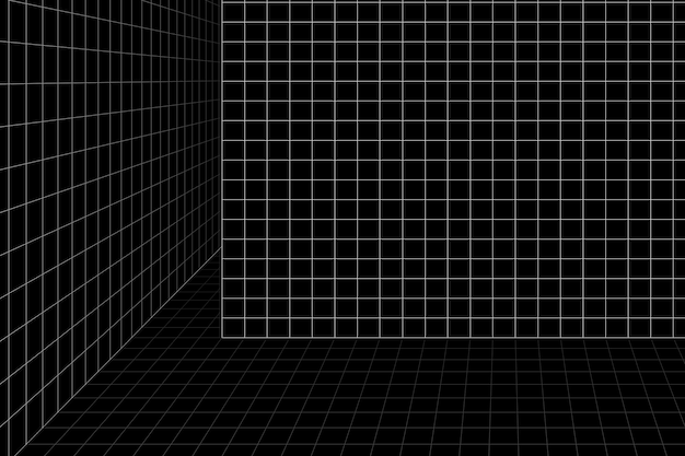 3D wireframe grid room background