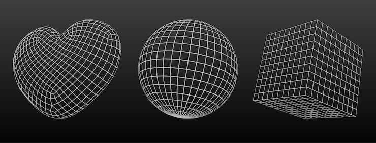 Free Vector 3d wireframe heart shape geometric mesh sphere