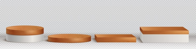 Free vector 3d wooden podiums platforms for display product