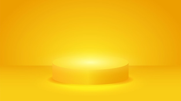 Premium Vector | 3d yellow stand with light backdrop background