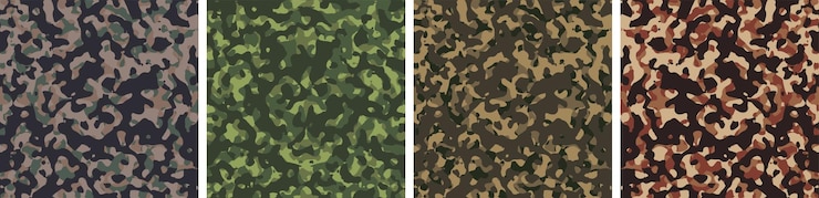 Free Vector 4 camouflage background set pattern design vector illustration army backdrop