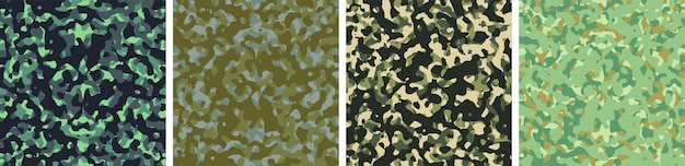 Vettore gratuito 4 sfondo mimetico set pattern design illustrazione vettoriale sfondo dell'esercito