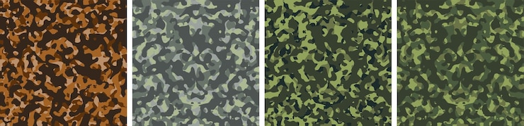 Free Vector 4 camouflage background set pattern design vector illustration army backdrop