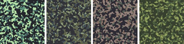 Free vector 4 camouflage background set pattern design vector illustration army backdrop