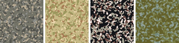 4 camouflage background set pattern design vector illustration army backdrop